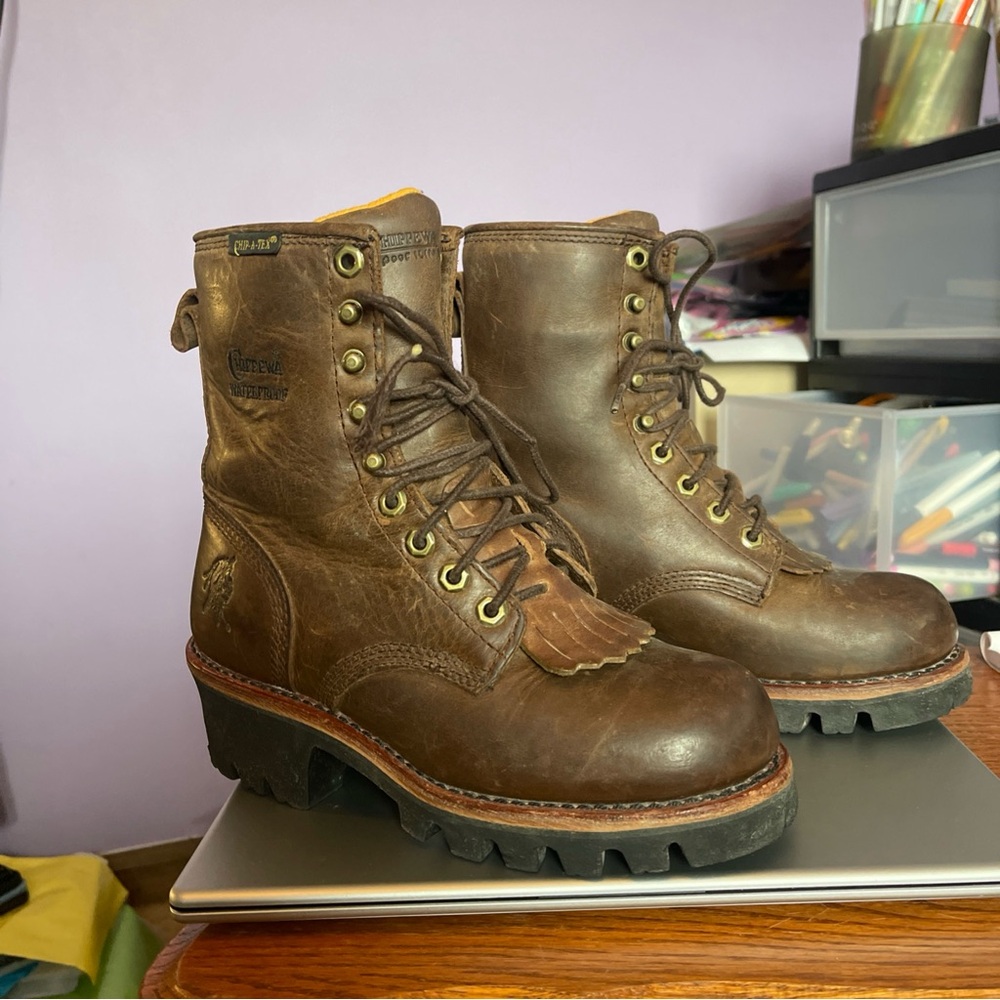 Women’s Chippewa Logger Work Boots Brown 6.5 M